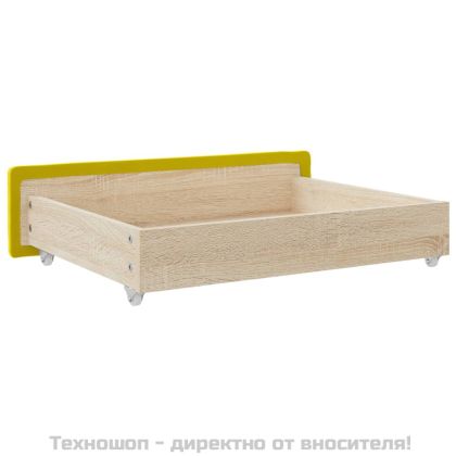 Чекмеджета за легло, 2 бр, жълти, инженерно дърво и кадифе