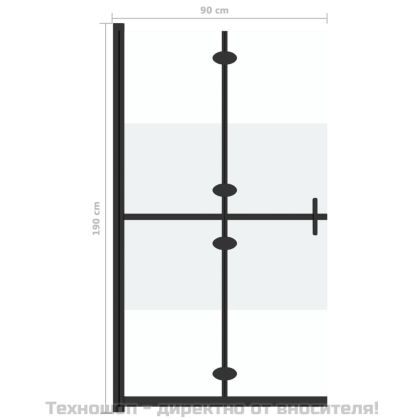 Сгъваема стена за душ наполовина матирано ESG стъкло 90x190 см