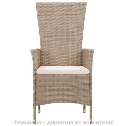 Градински трапезен комплект от 7 части с възглавници, бежово