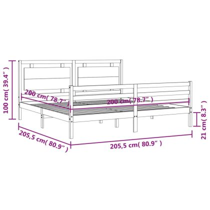 Рамка за легло с табла, 200x200 см, дърво масив