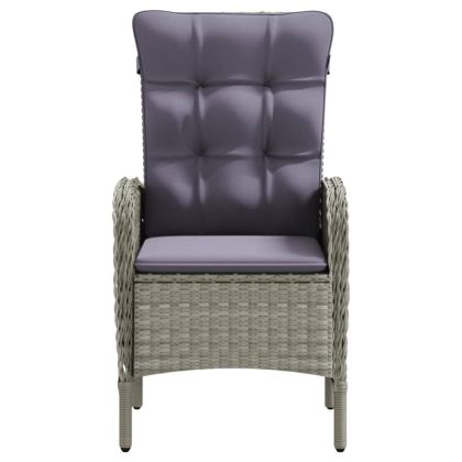 Градински трапезен комплект с възглавници 7 части сиво и черно