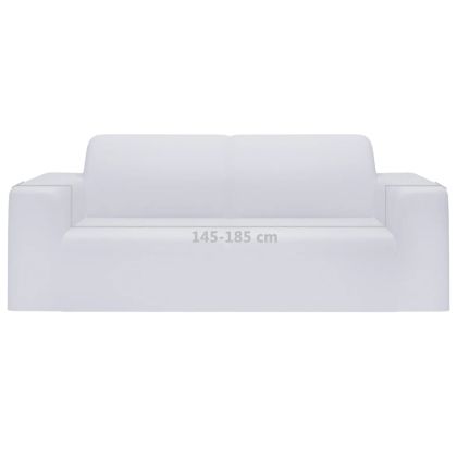 Разтеглив калъф за 2-местен диван, бял, полиестерно жарсе