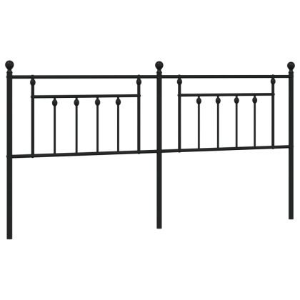 Метална табла за глава, черна, 193 см