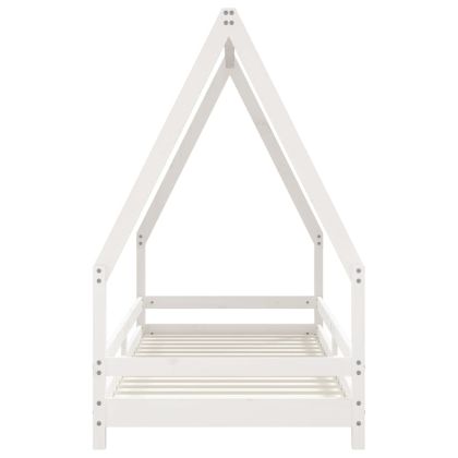 Рамка за детско легло бяла 90x200 см масивна борова дървесина