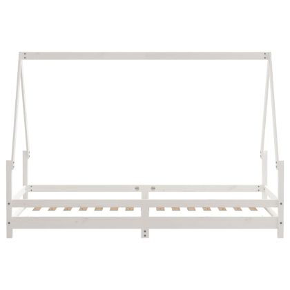 Рамка за детско легло бяла 90x200 см масивна борова дървесина