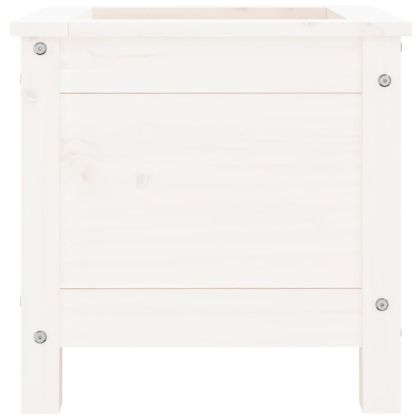 Градински сандък, бял, 40x40x39 см, масивна борова дървесина