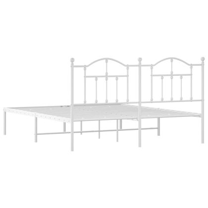 Метална рамка за легло с горна табла, черна, 183x213 см