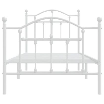 Метална рамка за легло с горна и долна табла, бяла, 90x190 см