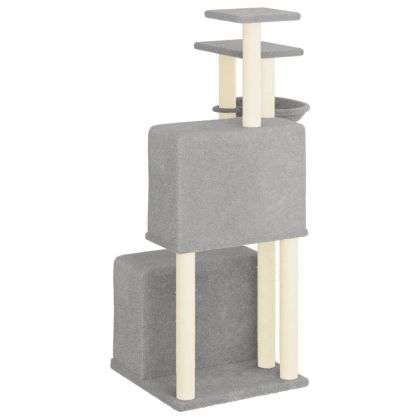 Котешко дърво със сизалени стълбове, светлосиво, 122 см