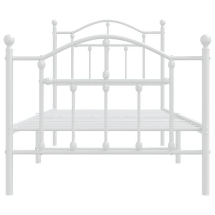 Метална рамка за легло с горна и долна табла, бяла, 90x200 см