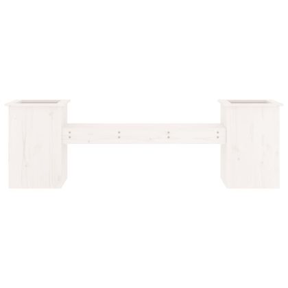 Пейка с кашпи, бяла, 184,5x39,5x56,5 см, борово дърво масив