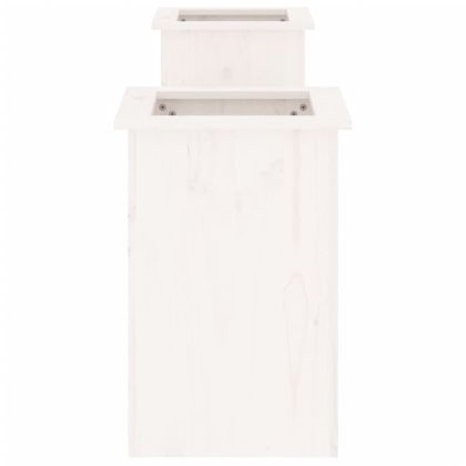 Пейка с кашпи, бяла, 184,5x39,5x56,5 см, борово дърво масив