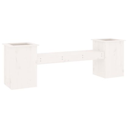 Пейка с кашпи, бяла, 184,5x39,5x56,5 см, борово дърво масив