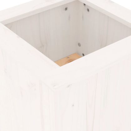 Пейка с кашпи, бяла, 184,5x39,5x56,5 см, борово дърво масив