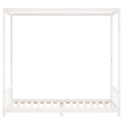 Рамка за детско легло бяла 90x200 см масивна борова дървесина