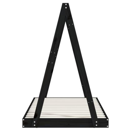 Рамка за детско легло черна 80x160 см масивно борово дърво