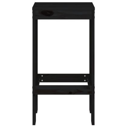 Бар табуретки 2 бр черни 40x36x75 см борово дърво масив