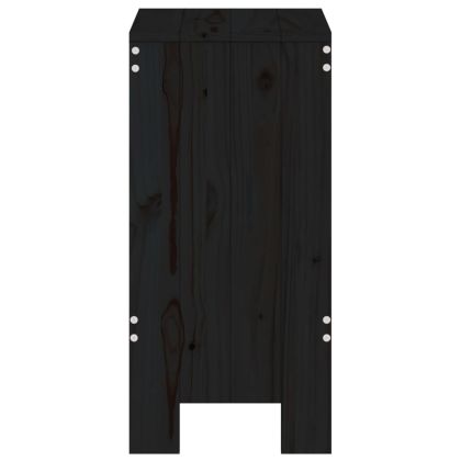 Бар табуретки 2 бр черни 40x36x75 см борово дърво масив