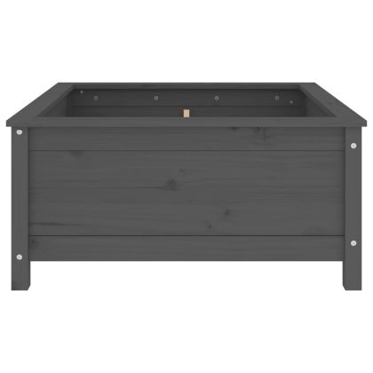 Градински сандък, сив, 82,5x82,5x39 см, масивно борово дърво