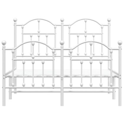 Метална рамка за легло с горна и долна табла, бяла, 120x200 см