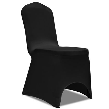 Покривни калъфи за столове, 100 бр, еластични, черни