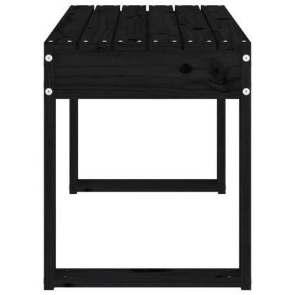 Градинска пейка, черна, 80x38x45 см, борово дърво масив