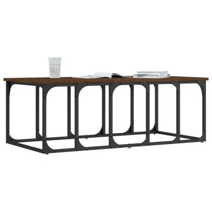 Кафе маса, кафяв дъб, 100x50x35,5 см, инженерно дърво