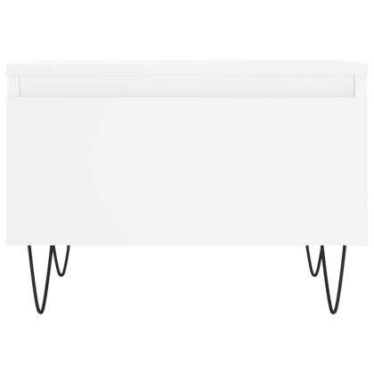 Кафе маси, 2 бр, бели, 50x46x35 см, инженерно дърво