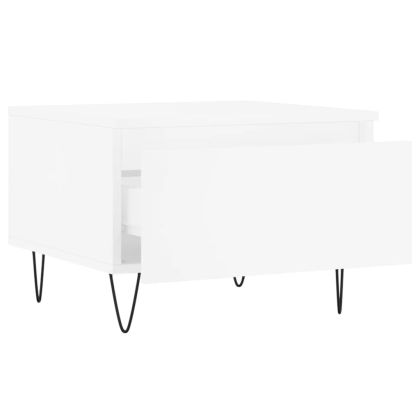 Кафе маси, 2 бр, бели, 50x46x35 см, инженерно дърво