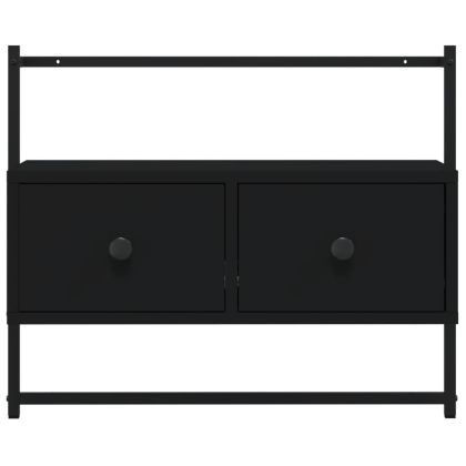 ТВ шкаф, стенен монтаж, черен, 60,5x30x51 см, инженерно дърво