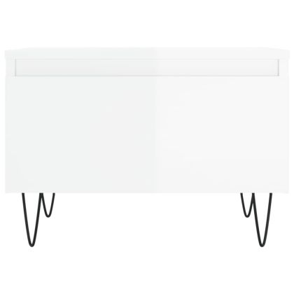 Маси за кафе, 2 бр, бял гланц, 50x46x35 см, инженерно дърво