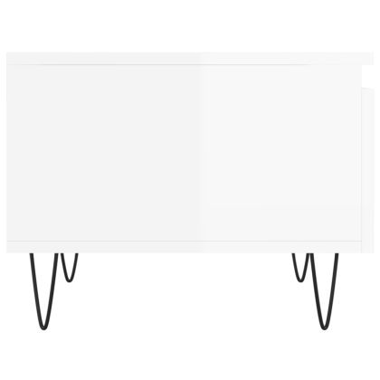 Маси за кафе, 2 бр, бял гланц, 50x46x35 см, инженерно дърво