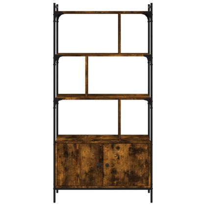 Библиотека с врати опушен дъб 76,5x30x154,5 см инженерно дърво