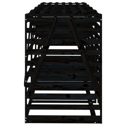 Четворен навес за съхранение на кофи за боклук черен бор масив