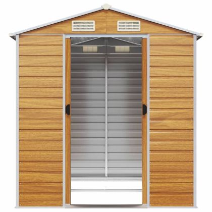 Градинска барака, светлокафява, 191x215x198 см, поцинкована стомана