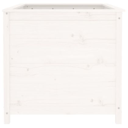 Градинско повдигнато легло, бяло, 119,5x82,5x78 см, бор масив