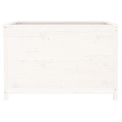 Градинско повдигнато легло, бяло, 119,5x82,5x78 см, бор масив