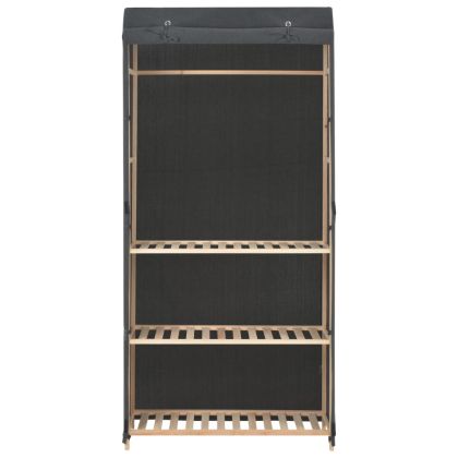 Гардероб с 3 рафта, сив, 79x40x170 см, текстил