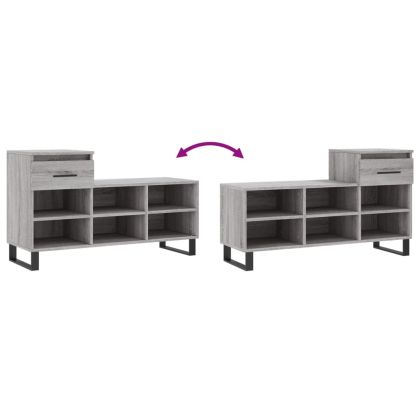 Шкаф за обувки, сив сонома, 102x36x60 см, инженерно дърво