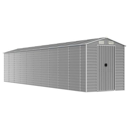 Градинска барака, светлосива, 191x895x198 см, поцинкована стомана