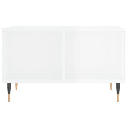 Кафе маса, бял гланц, 60x50x36,5 см, инженерно дърво