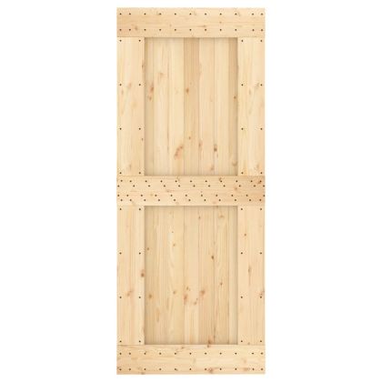 Плъзгаща врата с монтажни части, 85x210 см, борово дърво масив