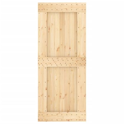 Плъзгаща врата с монтажни части, 85x210 см, борово дърво масив