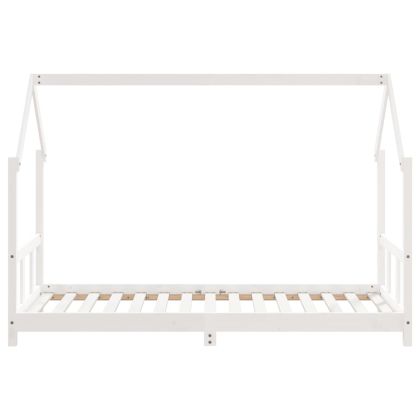 Детска рамка за легло, бяла, 90x190 см, бор масив