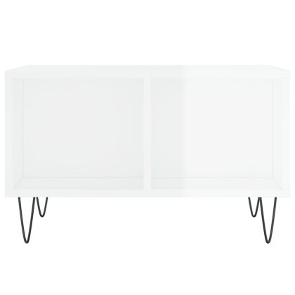 Кафе маса, бял гланц, 60x50x36,5 см, инженерно дърво