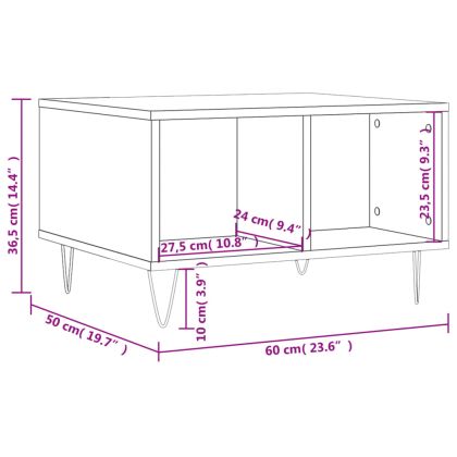 Кафе маса, бял гланц, 60x50x36,5 см, инженерно дърво