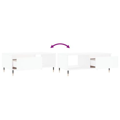 Кафе маса, бяла, 90x50x36,5 см, инженерно дърво