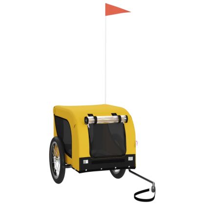 Ремарке за колело за любимци жълт и черен Оксфорд плат и желязо