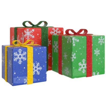 Светещи коледни кутии, 3 бр, 64 LED светлини, топло бяло