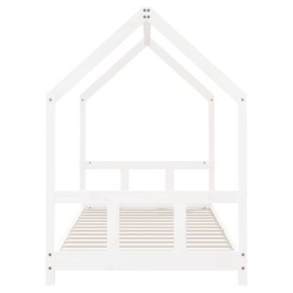 Рамка за детско легло бяла 90x200 см масивна борова дървесина